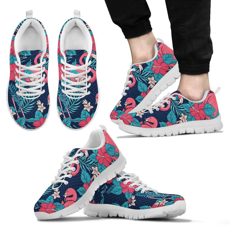 Flamingo Red Hibiscus Pattern Men Sneakers