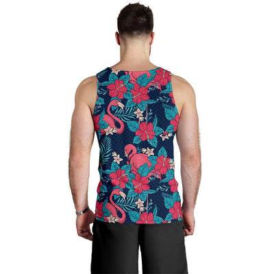 Flamingo Red Hibiscus Pattern Men Tank Top