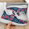 Flamingo Red Hibiscus Pattern Mesh Knit Sneakers Shoes