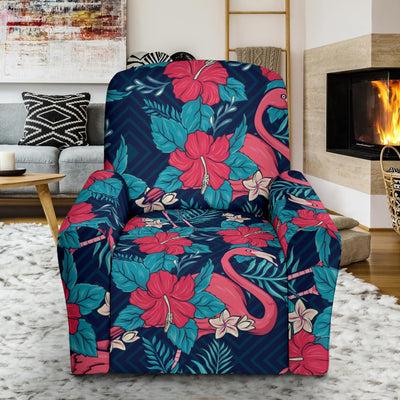 Flamingo Red Hibiscus Pattern Recliner Slipcover-JORJUNE.COM