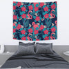 Flamingo Red Hibiscus Pattern Tapestry