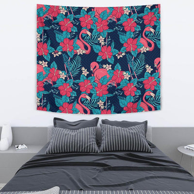 Flamingo Red Hibiscus Pattern Tapestry