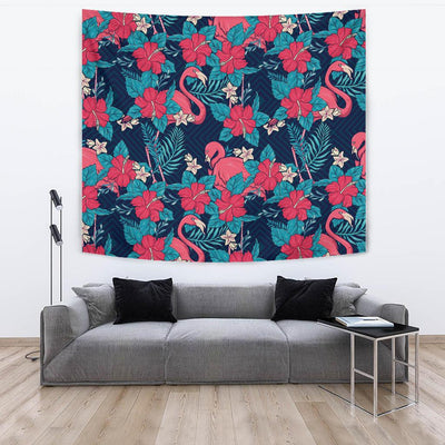 Flamingo Red Hibiscus Pattern Tapestry