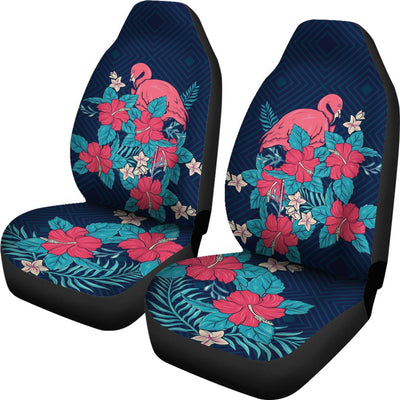 Flamingo Red Hibiscus Pattern Universal Fit Car Seat Covers