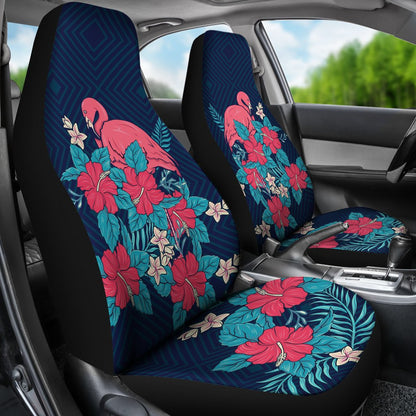 Flamingo Red Hibiscus Pattern Universal Fit Car Seat Covers