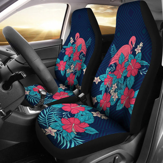 Flamingo Red Hibiscus Pattern Universal Fit Car Seat Covers