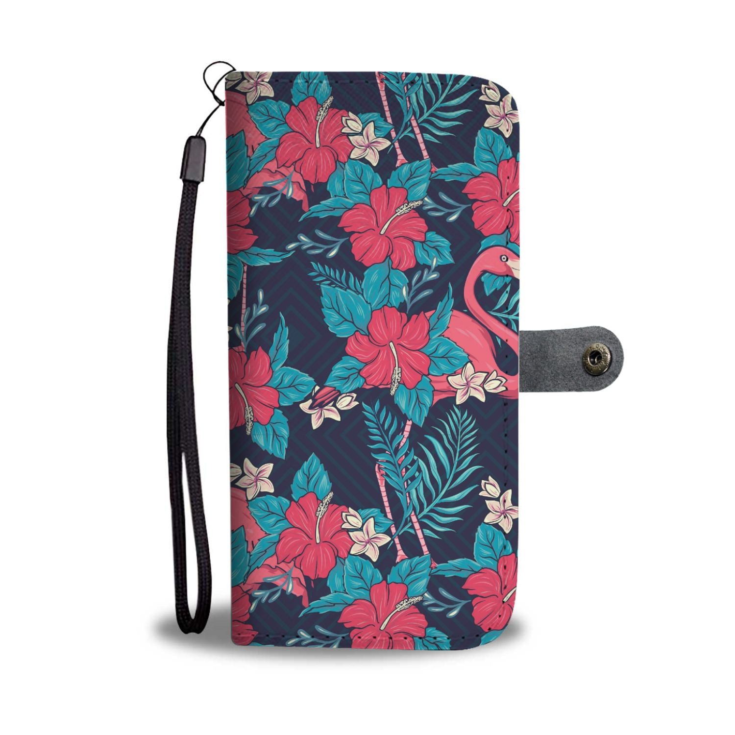 Flamingo Red Hibiscus Pattern Wallet Phone Case