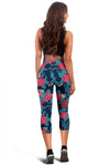 Flamingo Red Hibiscus Pattern Women Capris