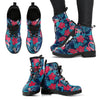 Flamingo Red Hibiscus Pattern Women Leather Boots