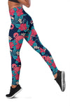 Flamingo Red Hibiscus Pattern Women Leggings