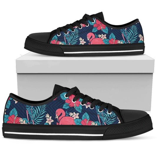 Flamingo Red Hibiscus Pattern Women Low Top Shoes