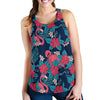 Flamingo Red Hibiscus Pattern Women Racerback Tank Top