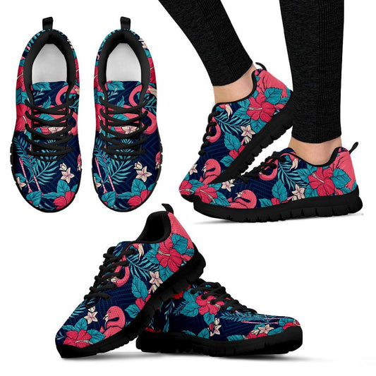 Flamingo Red Hibiscus Pattern Women Sneakers