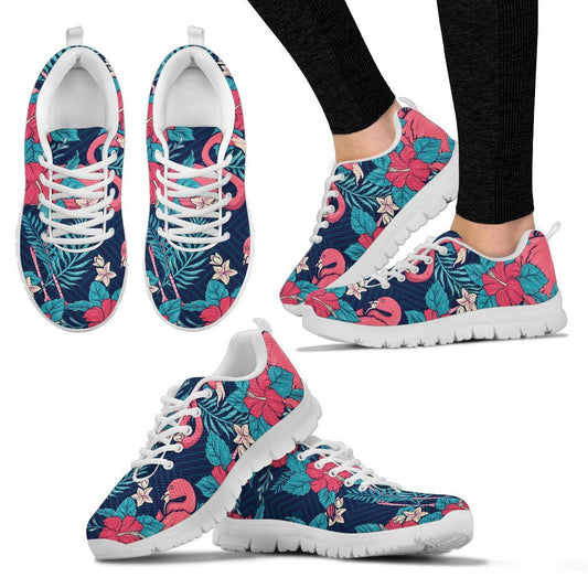 Flamingo Red Hibiscus Pattern Women Sneakers