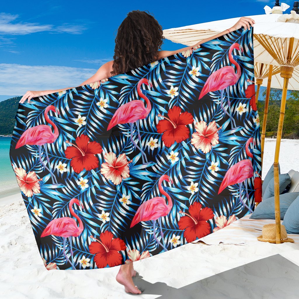 Flamingo Red Hibiscus Beach Sarong Pareo Wrap