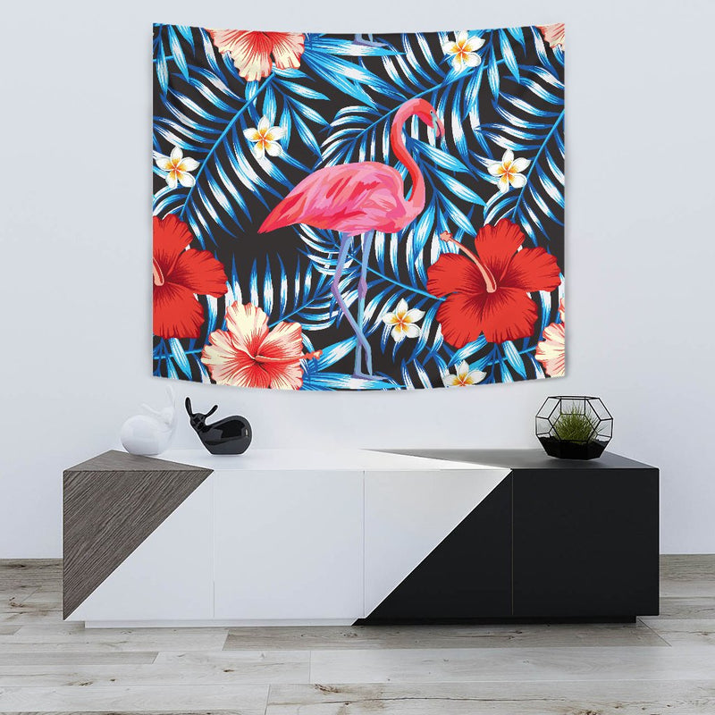 Flamingo Red Hibiscus Wall Tapestry