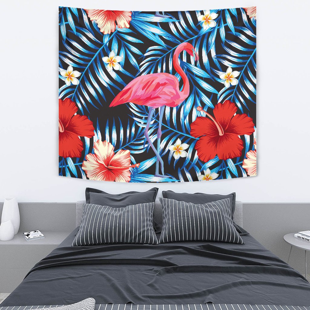 Flamingo Red Hibiscus Wall Tapestry
