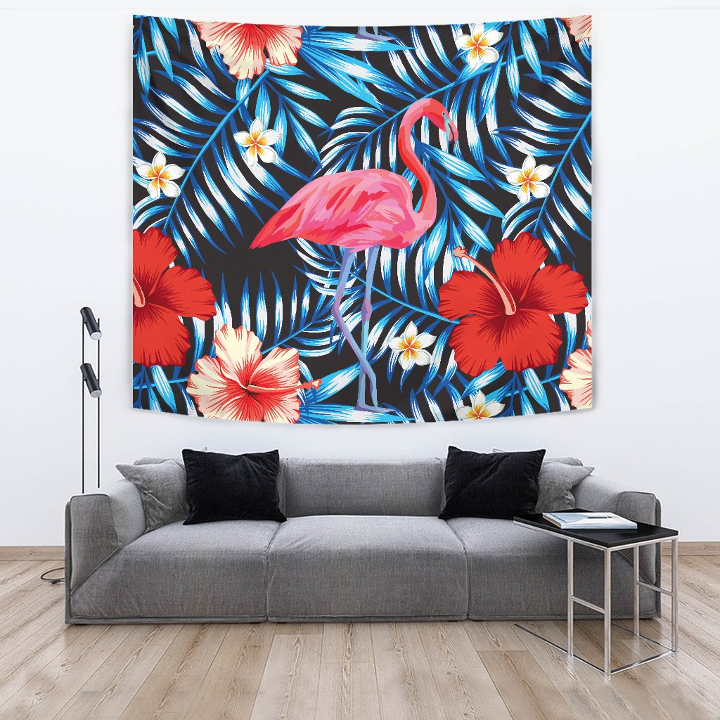 Flamingo Red Hibiscus Wall Tapestry