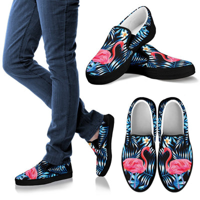 Flamingo Red Hibiscus Women Canvas Slip On Shoes