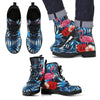 Flamingo Red Hibiscus Women & Men Leather Boots