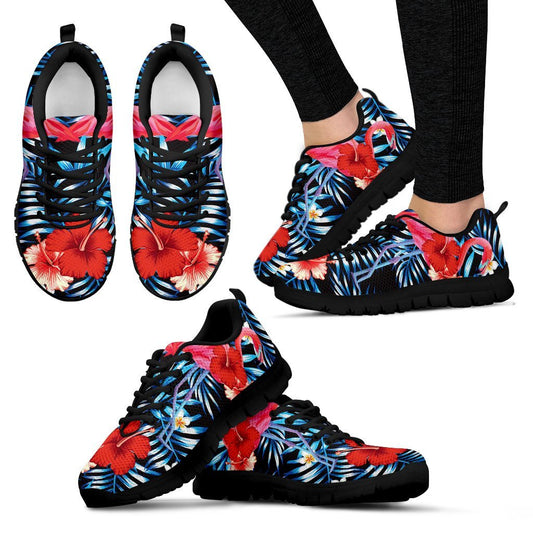 Flamingo Red Hibiscus Women Sneakers