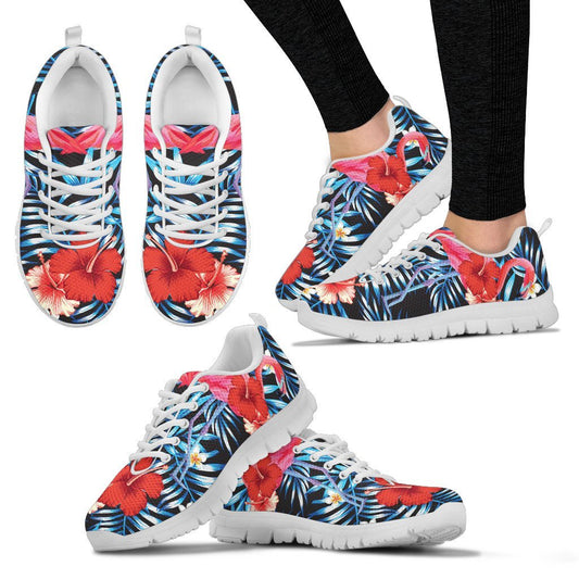 Flamingo Red Hibiscus Women Sneakers