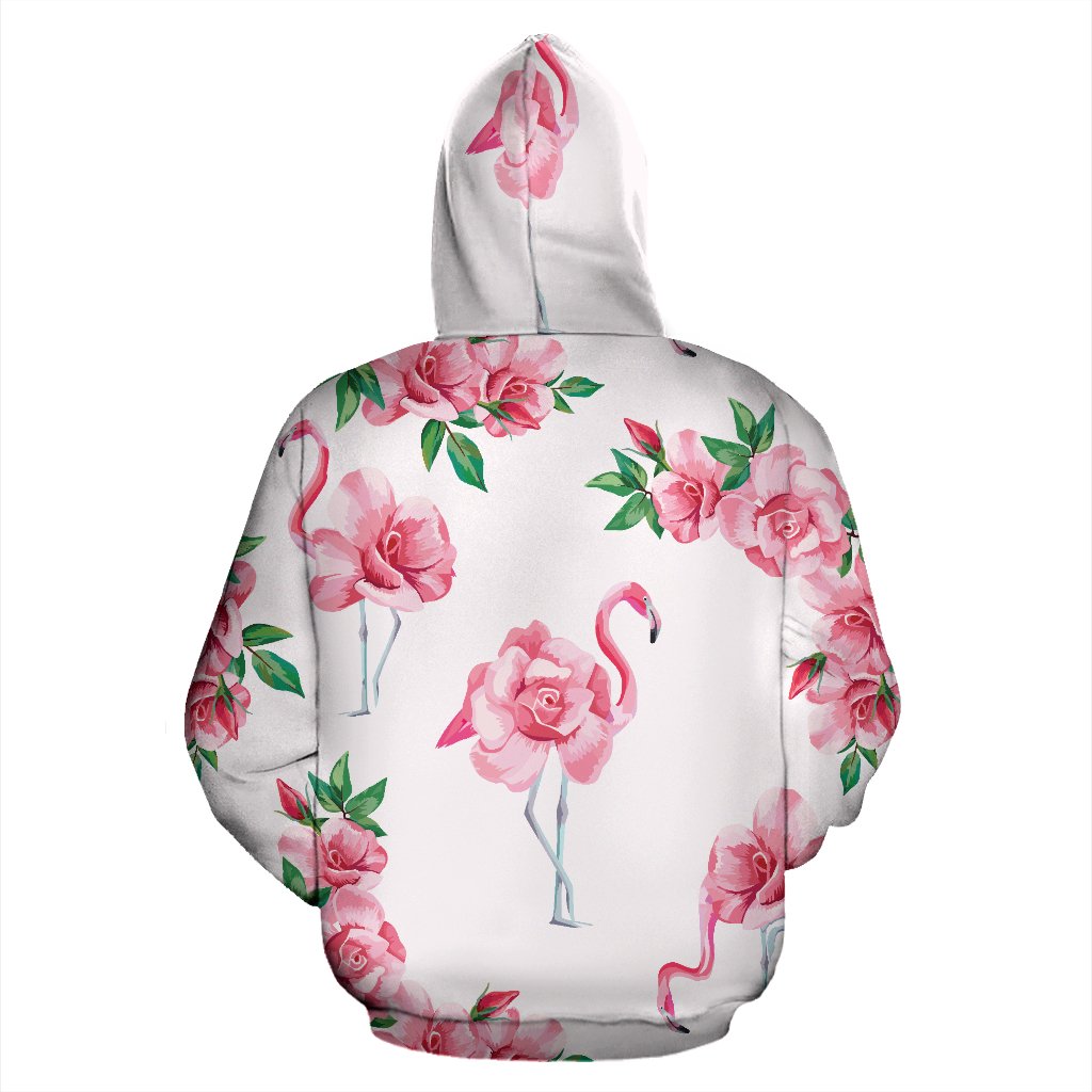 Flamingo Rose Pattern All Over Zip Up Hoodie