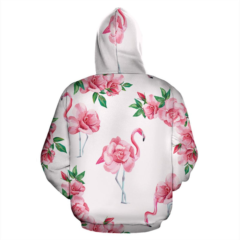 Flamingo Rose Pattern All Over Zip Up Hoodie