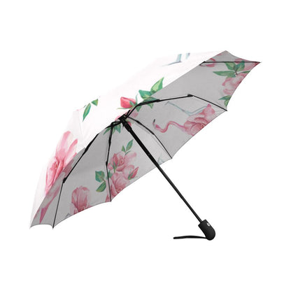 Flamingo Rose Pattern Automatic Foldable Umbrella