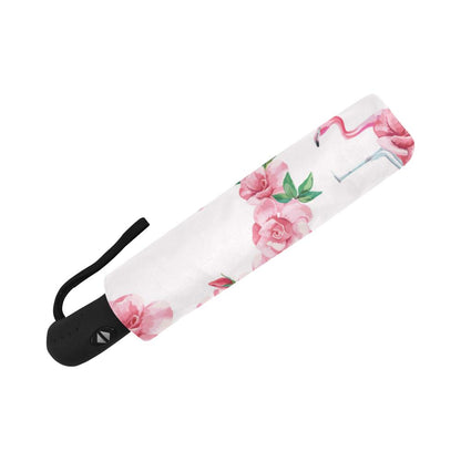 Flamingo Rose Pattern Automatic Foldable Umbrella