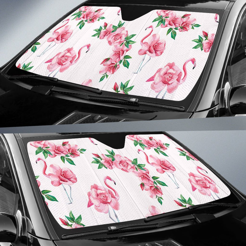 Flamingo Rose Pattern Car Sun Shade-JorJune