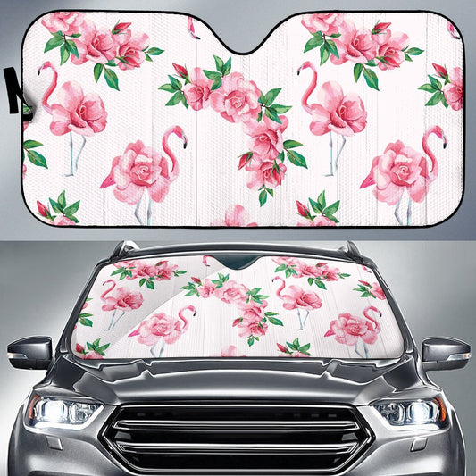 Flamingo Rose Pattern Car Sun Shade-JorJune