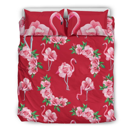 Flamingo Rose Pattern Duvet Cover Bedding Set