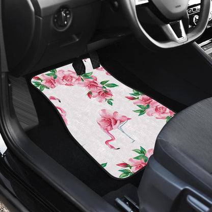 Flamingo Rose Pattern Front and Back Car Floor Mats