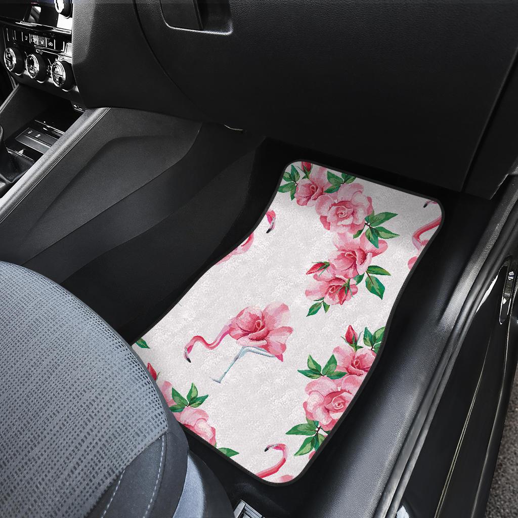 Flamingo Rose Pattern Front and Back Car Floor Mats