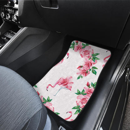 Flamingo Rose Pattern Front and Back Car Floor Mats