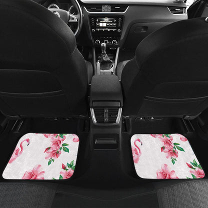 Flamingo Rose Pattern Front and Back Car Floor Mats