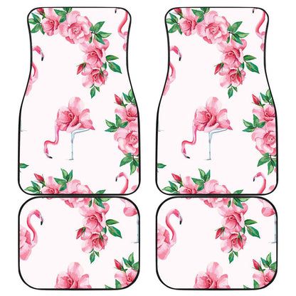Flamingo Rose Pattern Front and Back Car Floor Mats