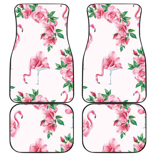 Flamingo Rose Pattern Front and Back Car Floor Mats