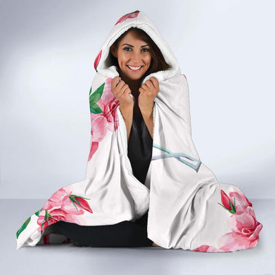 Flamingo Rose Pattern Hooded Blanket-JORJUNE.COM