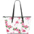 Flamingo Rose Pattern Large Leather Tote Bag