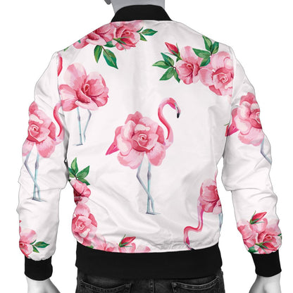 Flamingo Rose Pattern Men Casual Bomber Jacket