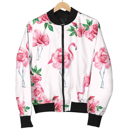 Flamingo Rose Pattern Men Casual Bomber Jacket