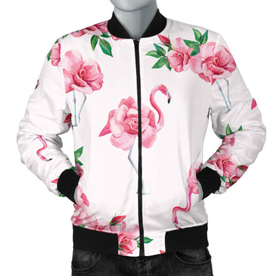 Flamingo Rose Pattern Men Casual Bomber Jacket