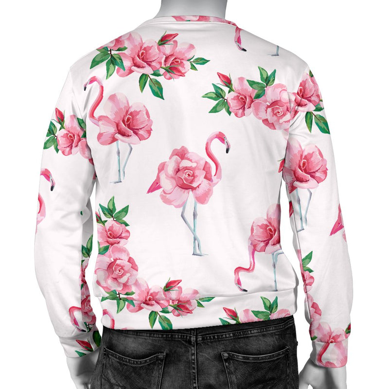 Flamingo Rose Pattern Men Crewneck Sweatshirt