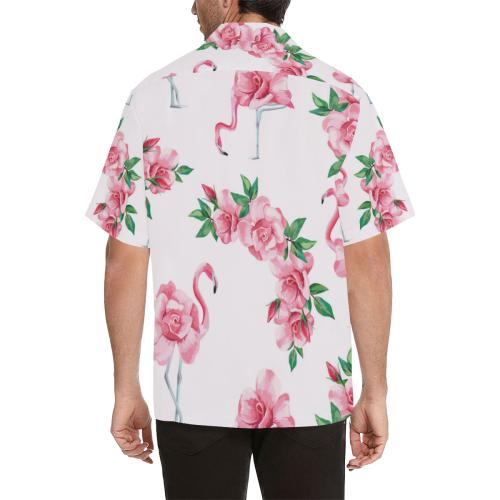 Flamingo Rose Pattern Men Hawaiian Shirt