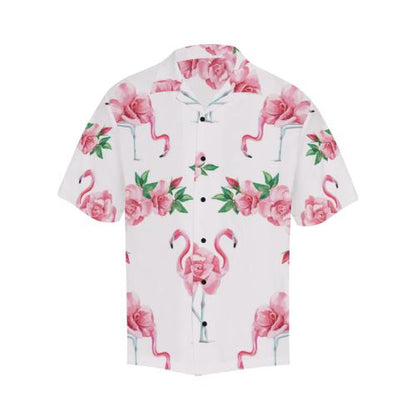 Flamingo Rose Pattern Men Hawaiian Shirt