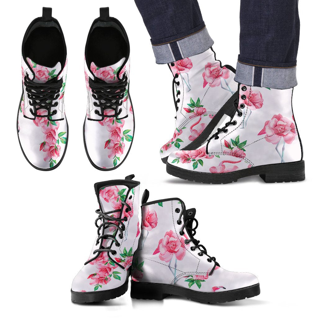 Flamingo Rose Pattern Men Leather Boots – JorJune