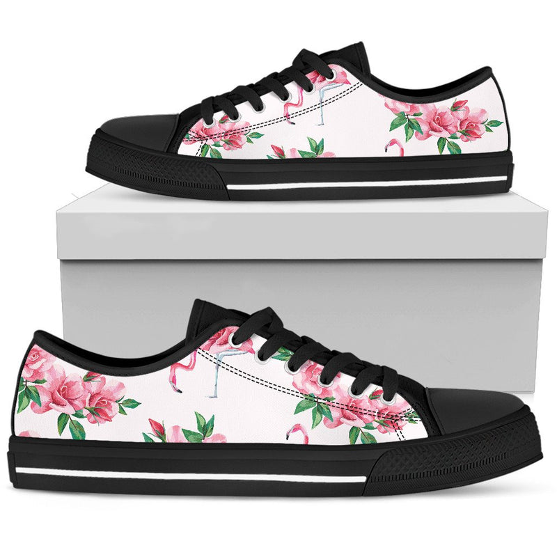 Flamingo Rose Pattern Men Low Top Shoes