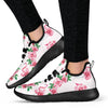 Flamingo Rose Pattern Mesh Knit Sneakers Shoes